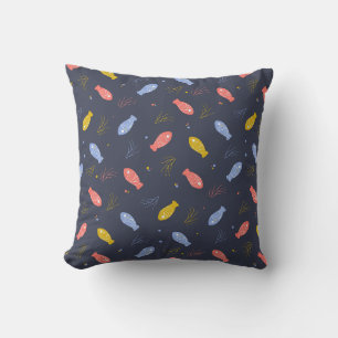 Fish in three colors Underwater Sea Fun Throw Pillow
