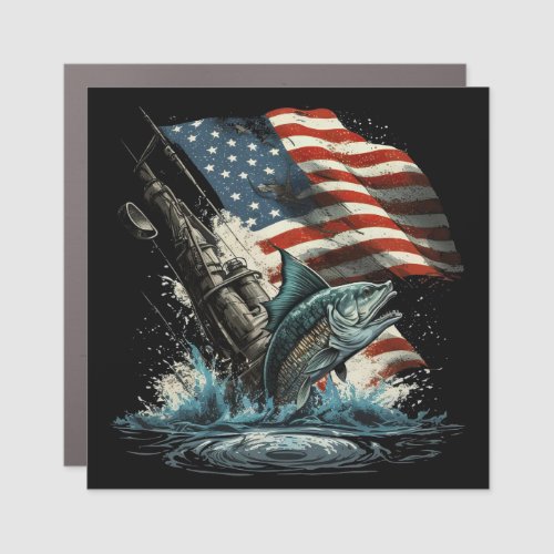fish_is_swimming_water_with_flag_gun car magnet