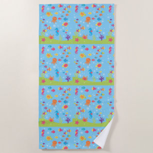 Fish Kids Beach Ocean SeaLife Animals Blue Kids Towel