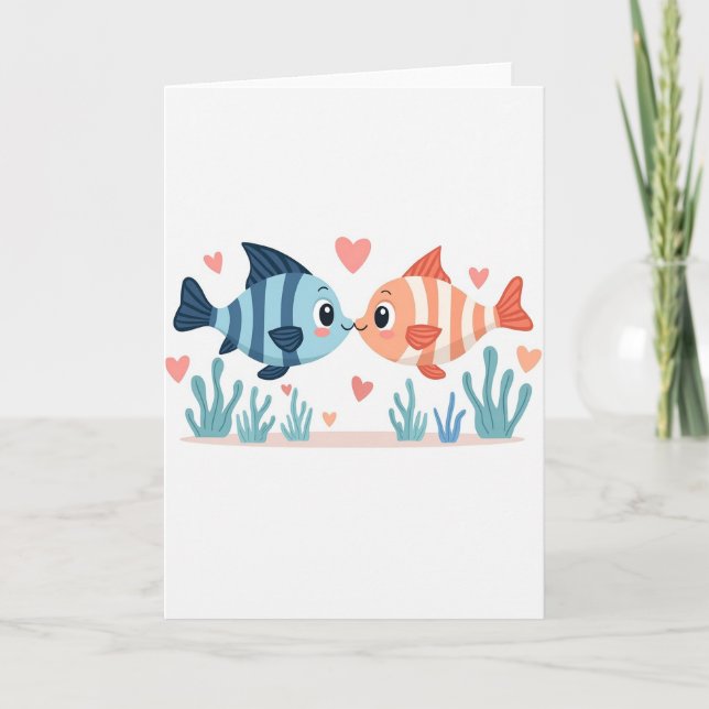 Fish Kiss Love Greeting Card (Front)