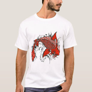Fish koi tattoo fish japanese drawing old scool T-Shirt