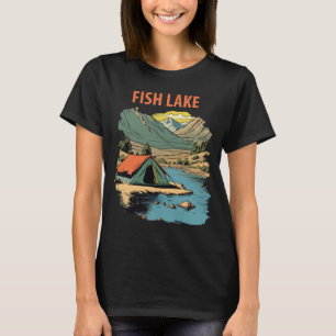 Fish Lake Mountain Cabin Blue Travel T-Shirt