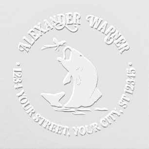 Fish Leaping for Dinner Name Return Address Embosser