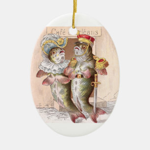 Fish Leaving the Cafe d'Orleans Ceramic Ornament