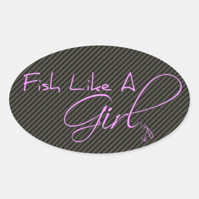 Fish Like A Girl Oval Sticker (Front)