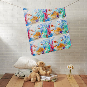 Fish Little fisherman Nautical Ocean Sea Cute Baby Blanket
