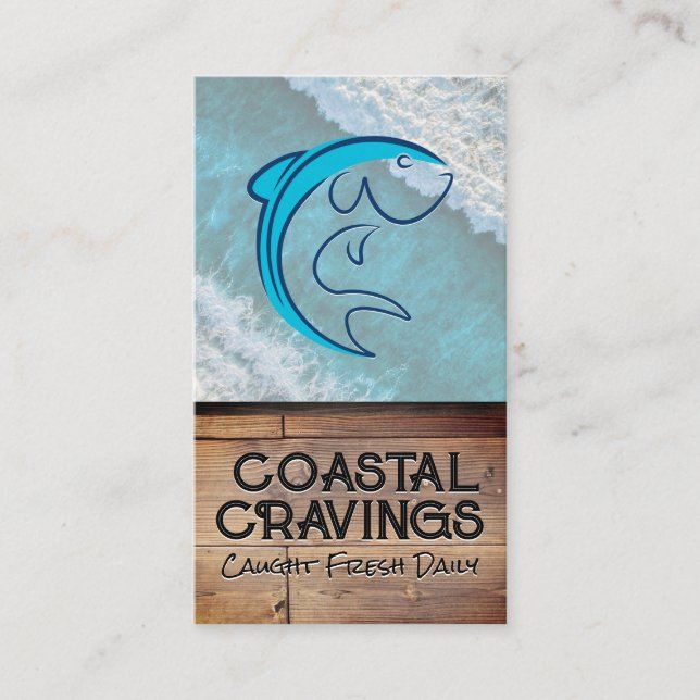 Fish Logo | Ocean Background Business Card (Front)