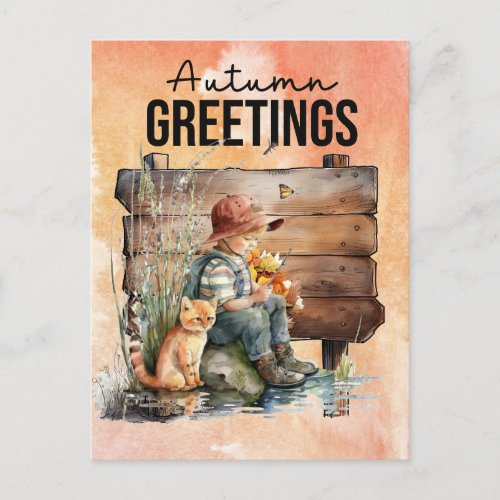Fish lovers for Autumn greeting Holiday Postcard