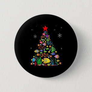 Fish Lovers Sea Beach Aquatic Christmas Tree Xmas Button