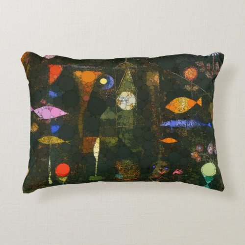Fish Magic Infinity Dots by After Paul Klee Accent Pillow