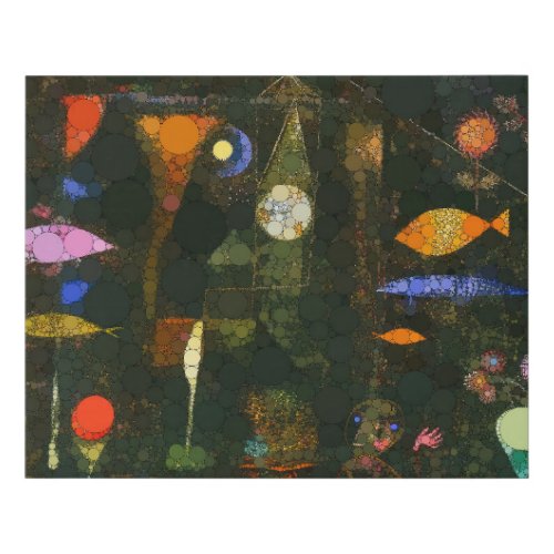Fish Magic Infinity Dots by After Paul Klee Faux Canvas Print