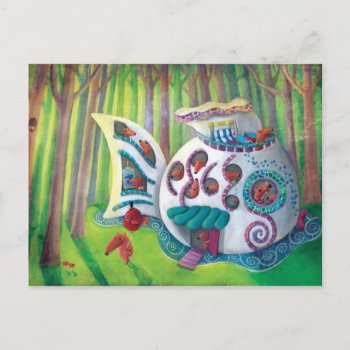 Fish Magical  Mansion In The Forest Postcard by colonelle at Zazzle