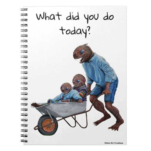 Fish Man Autumn Fun Ride Fantasy Art Notebook (Front)