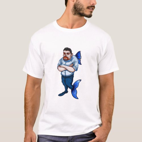Fish_Man Cartoon Character  T_Shirt