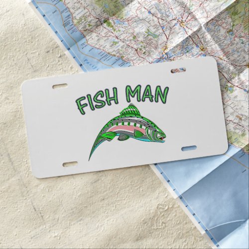 Fish Man Fishing License Plate