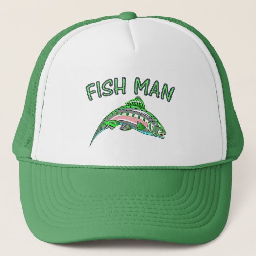 Fish Man Fishing Trucker Hat