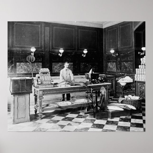 Fish Market, 1895. Vintage Photo Poster (Front)