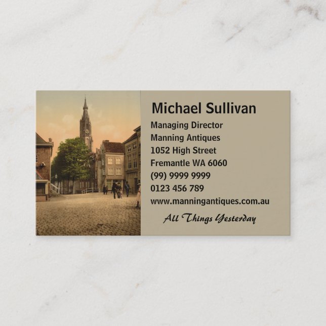 Fish Market and New Church, Delft, Netherlands Business Card (Front)