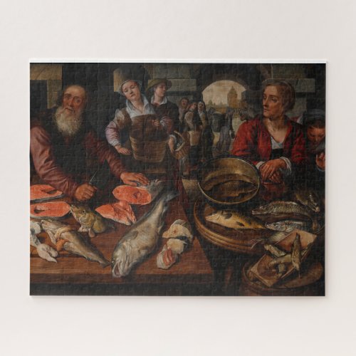 Fish Market by Joachim Beuckelaer 1568 Painting Jigsaw Puzzle