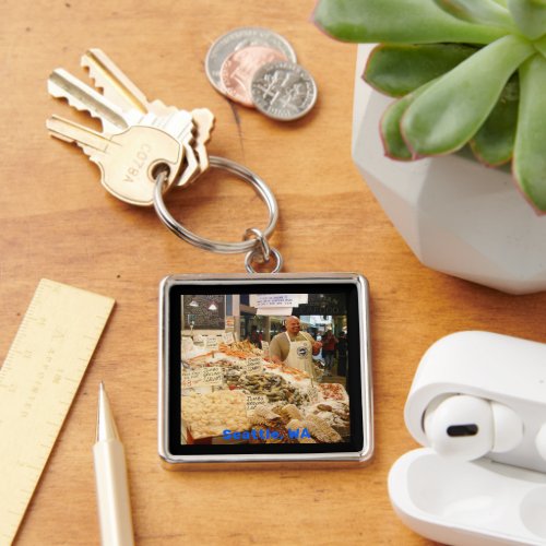 Fish Market Seattle Washington Keychain