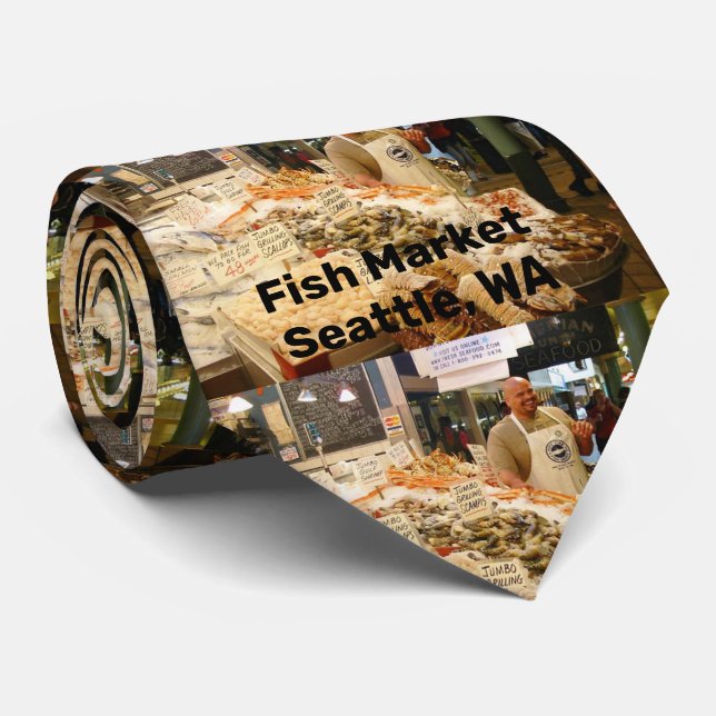 Fish Market Seattle Washington Neck Tie (Rolled)