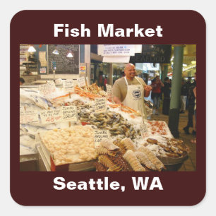 Fish Market Seattle Washington Square Sticker
