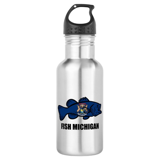 Fish Michigan Stainless Steel Water Bottle (Front)