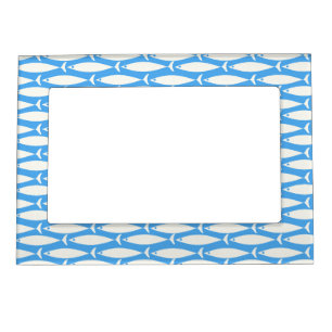 Fish Minimalist Blue Coastal Pattern Magnetic Frame