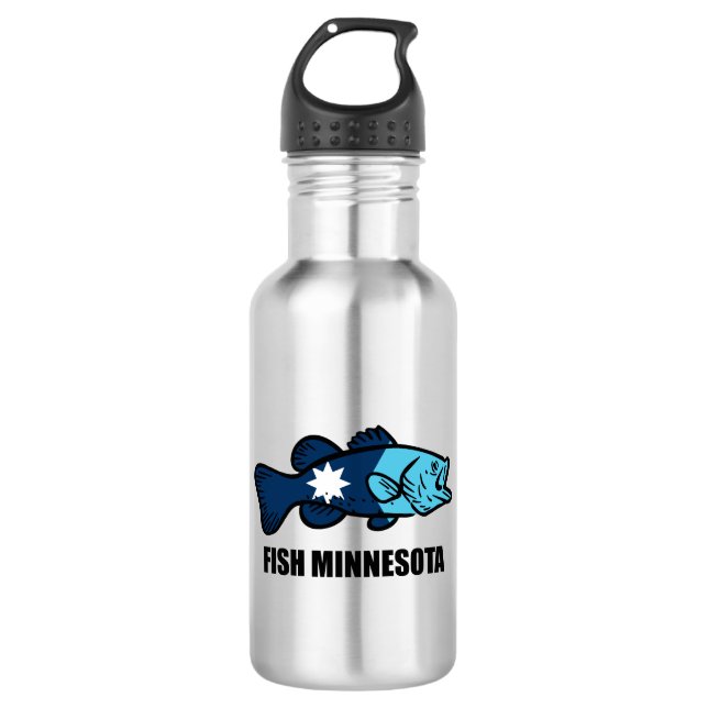 Fish Minnesota Stainless Steel Water Bottle (Front)