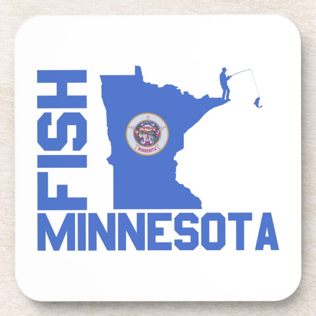 Fish Minnesota State Outline Beverage Coaster (Front)