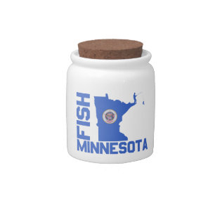Fish Minnesota State Outline Candy Jar