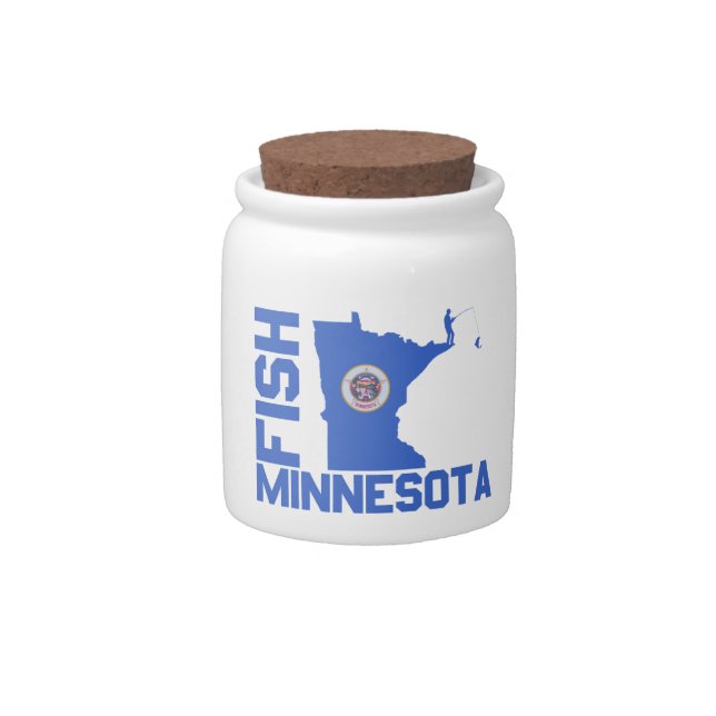 Fish Minnesota State Outline Candy Jar (Front)