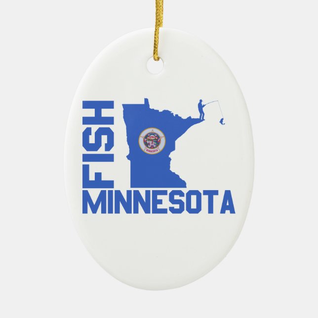 Fish Minnesota State Outline Ceramic Ornament (Front)
