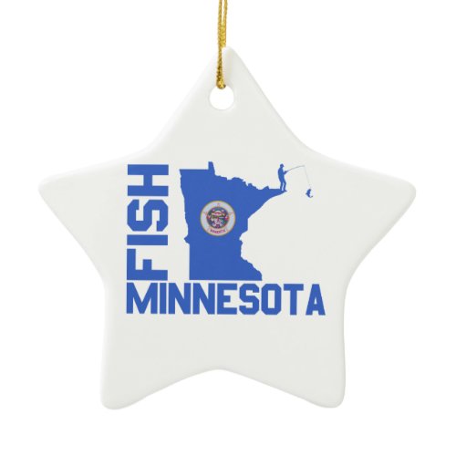 Fish Minnesota State Outline Ceramic Ornament