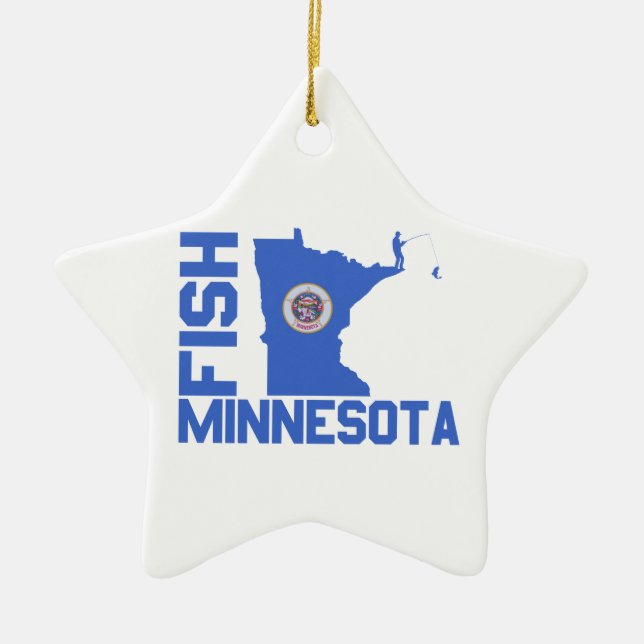 Fish Minnesota State Outline Ceramic Ornament (Front)
