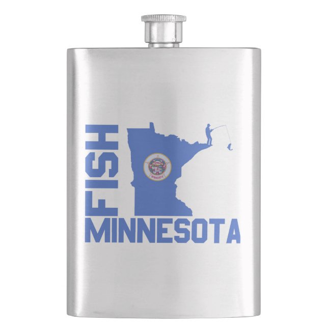 Fish Minnesota State Outline Flask (Front)