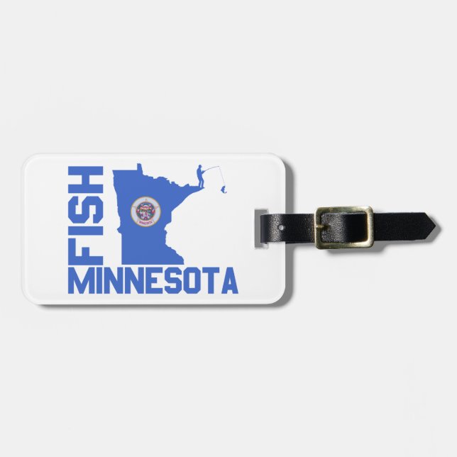 Fish Minnesota State Outline Luggage Tag (Front Horizontal)