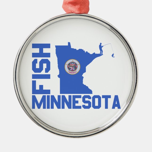 Fish Minnesota State Outline Metal Ornament (Front)