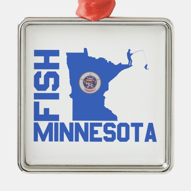Fish Minnesota State Outline Metal Ornament (Front)