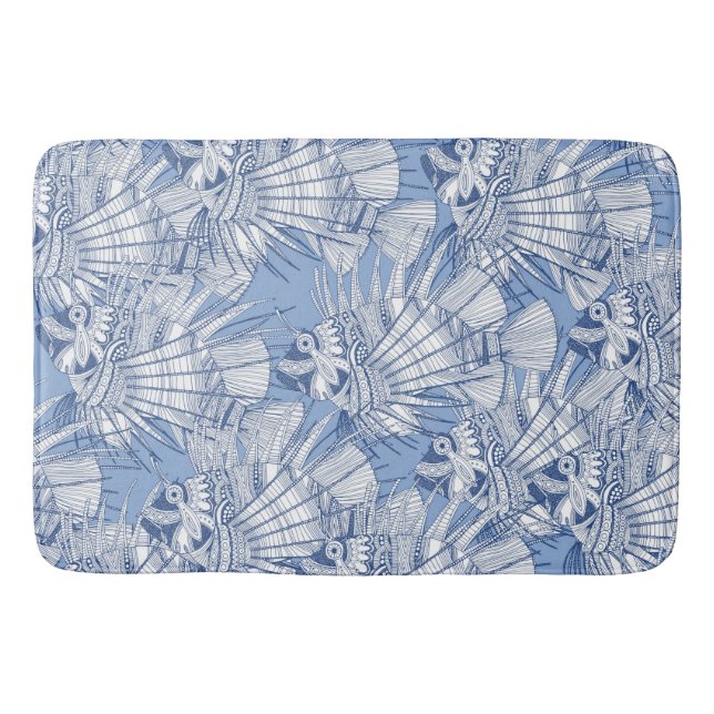 fish mirage blue bathroom mat (Front)