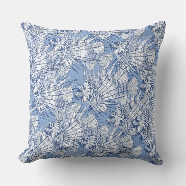 fish mirage blue throw pillow (Front)