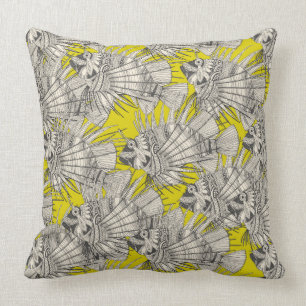 fish mirage chartreuse throw pillow