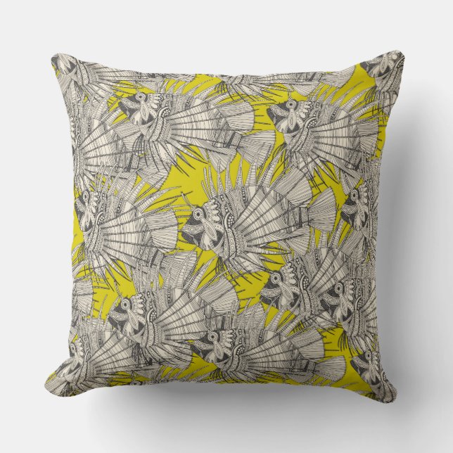 fish mirage chartreuse throw pillow (Front)