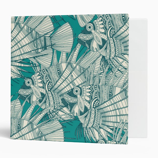 fish mirage teal 3 ring binder (Front/Inside)
