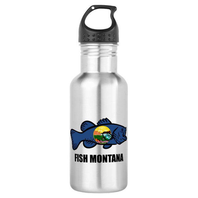 Fish Montana Bass Stainless Steel Water Bottle (Front)