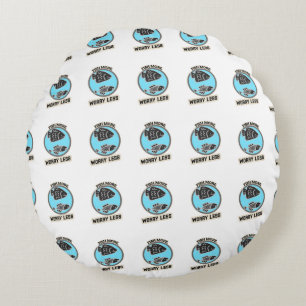 Fish More Worry Less Round Pillow