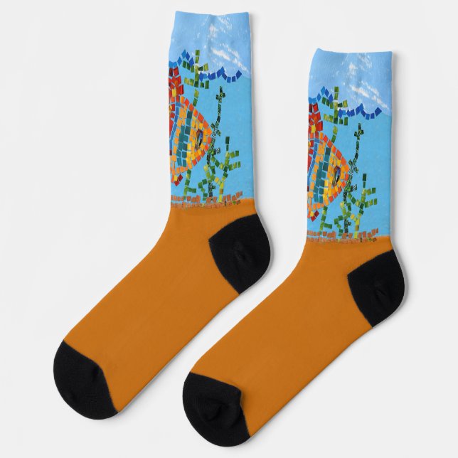 Fish Mosaic Crew Socks (Left)
