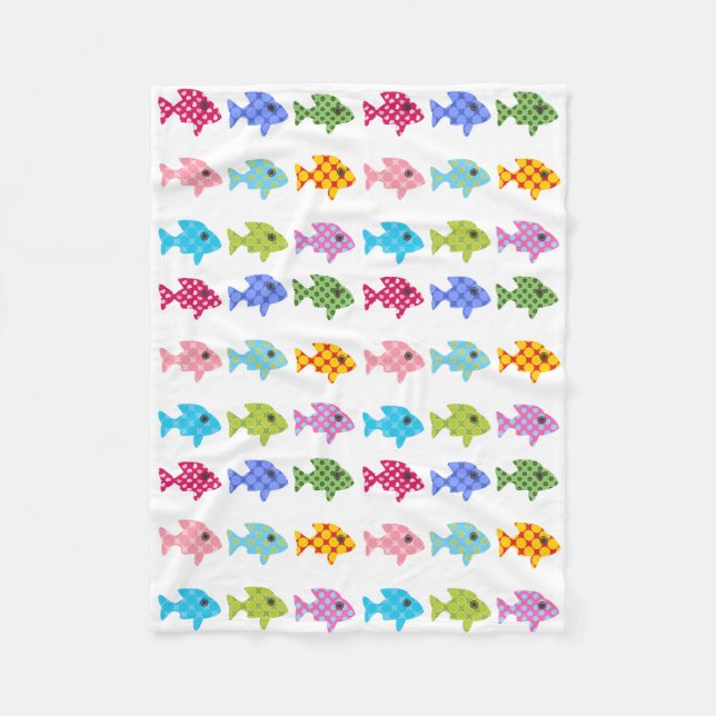 Fish Multi Pattern Fleece Blanket (Front)