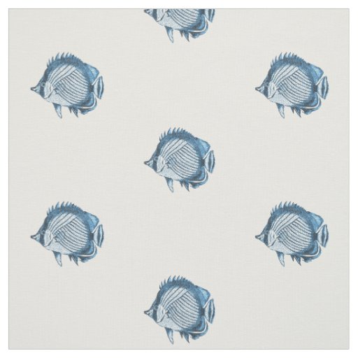 Fish nautical coastal ocean sea beach blue fabric