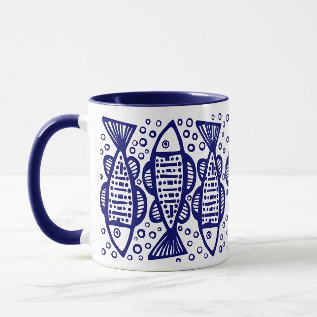 Fish - Navy Blue Mug (Left)